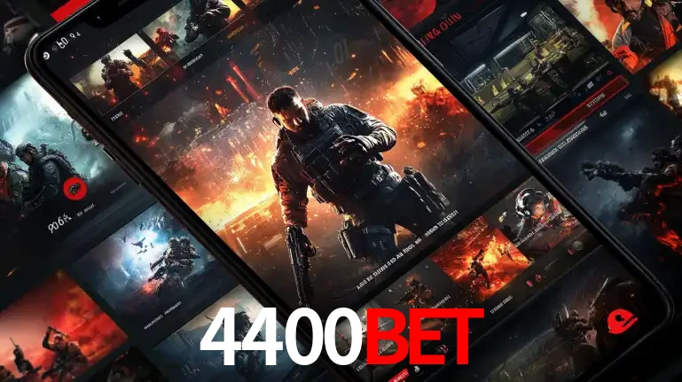 Tela de um celular exibindo uma galeria de jogos de tiro com temática militar, mostrando a variedade de e-sports disponíveis para apostas na plataforma de entretenimento 4400BET.