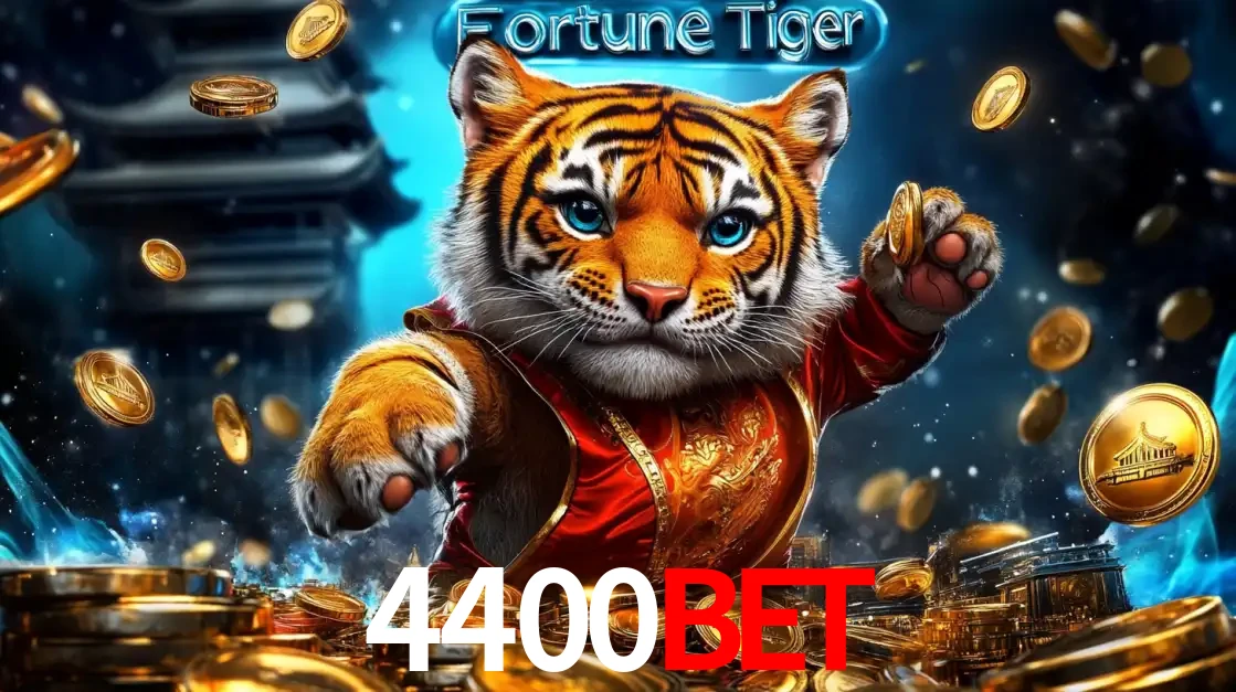 Imagem promocional do jogo de slot Fortune Tiger, com um tigre majestoso em traje tradicional cercado por uma fortuna em moedas de ouro, disponível agora no cassino 4400BET.
